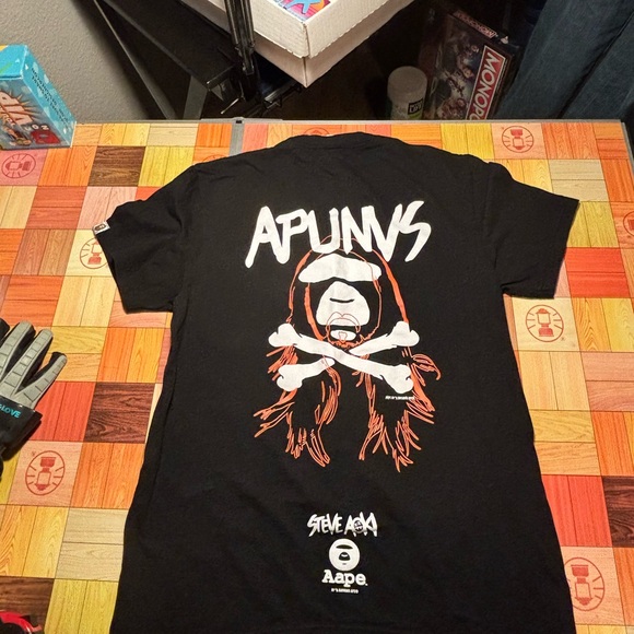 Steve Aoki Bathing Aape Black Graphic T-Shirt - Picture 1 of 12